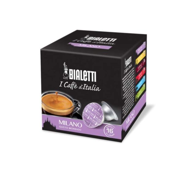 Confezione da 16 capsule originali Bialetti Milano caffè dal gusto morbido