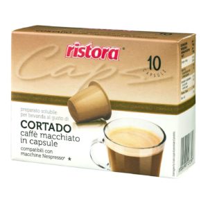 Caffè Cortado Confezione da 10 capsule di caffè macchiato compatibili Nespresso Ristora